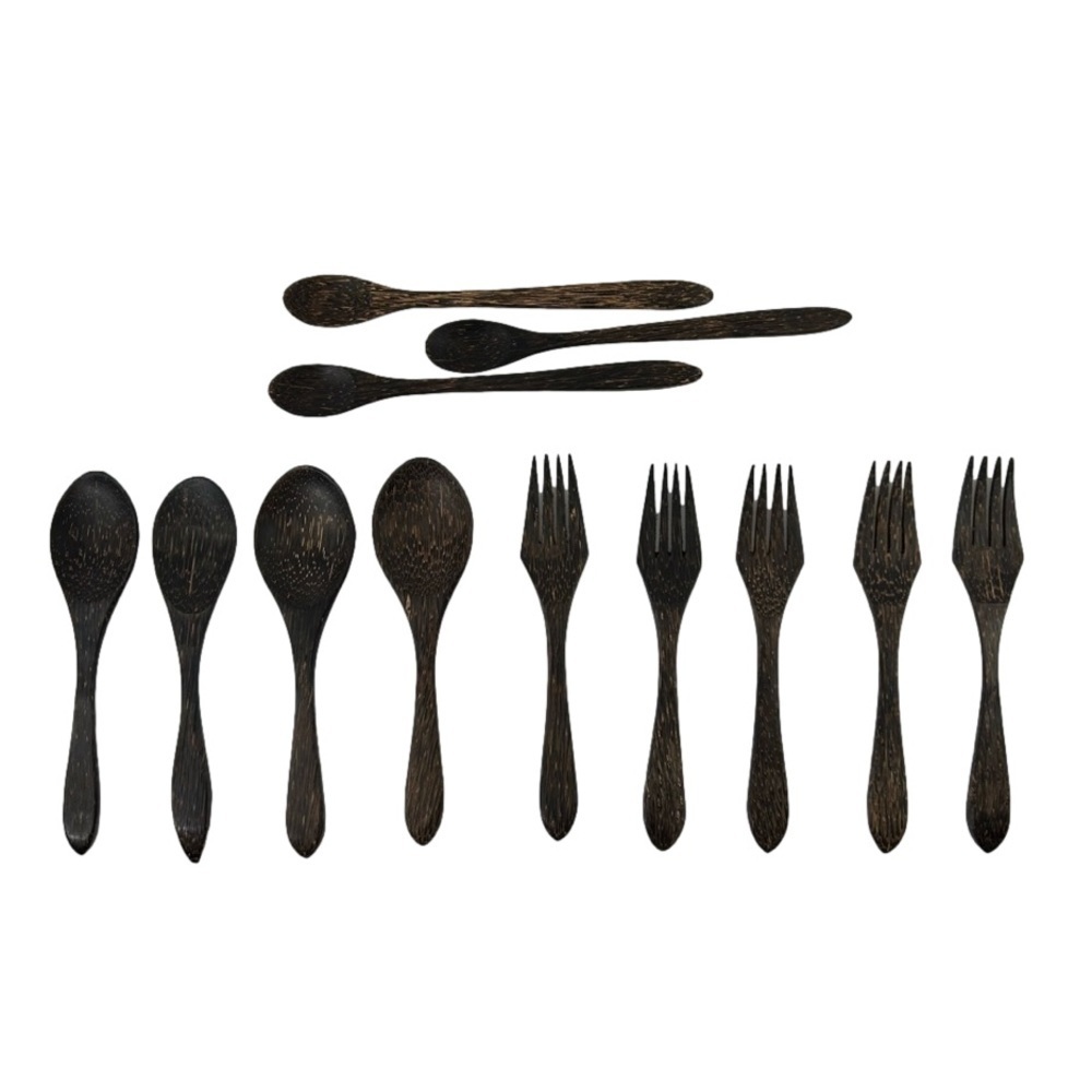 Wooden Forks and Spoons Set of 12